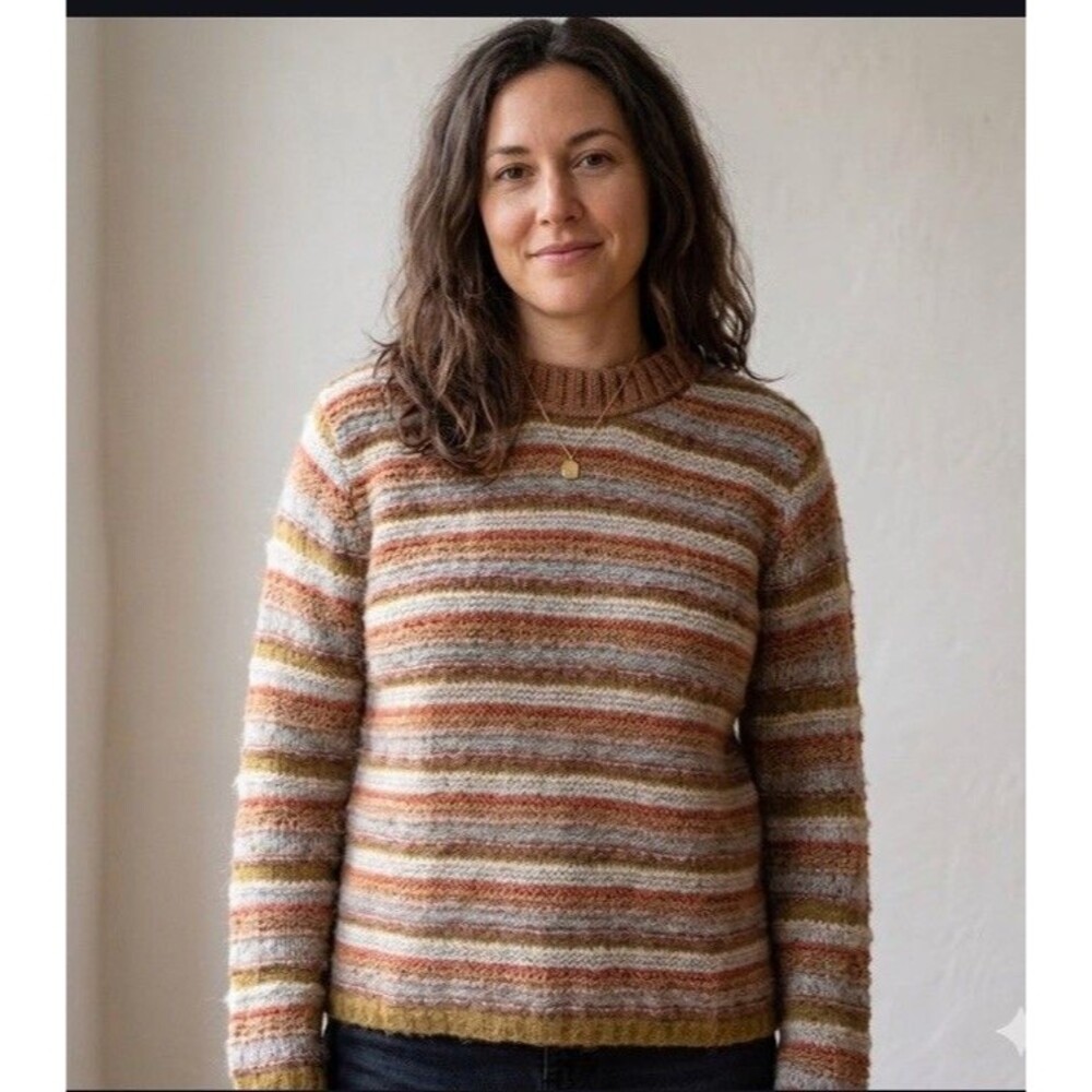 Faherty Mixed Yarn Knit Alpaca Wool Blend Sweater Ridgewood Striped Fall Cozy XL